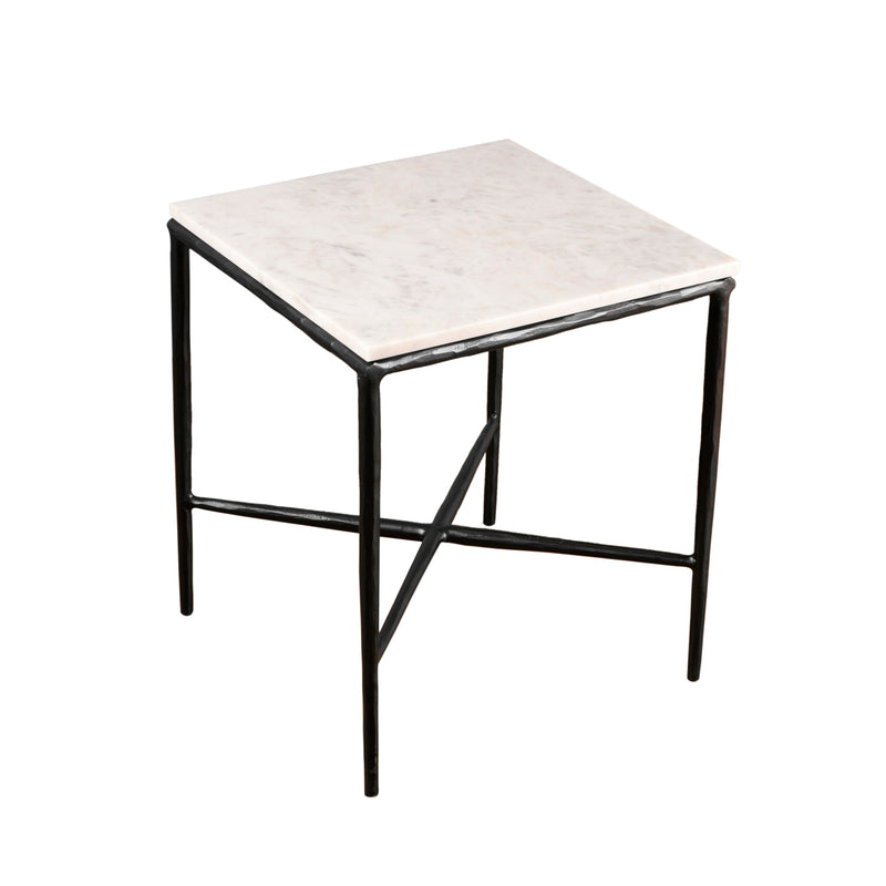 METAL/MARBLE 18"H SQUARE SIDE TABLE, BLACK