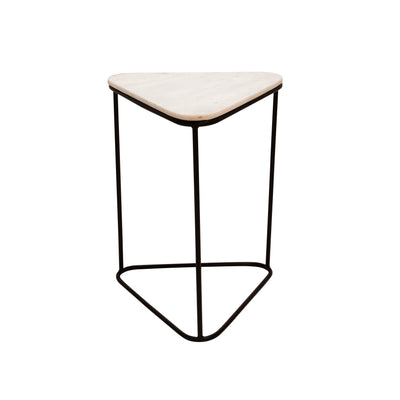S/2 METAL/MARBLE TRIANGLE SIDE TABLES, BLK/WHT