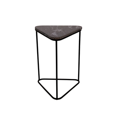 S/2 METAL/MARBLE TRIANGLE SIDE TABLES, BLK/WHT