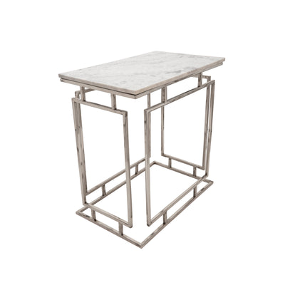 S/3 METAL/MARBLE SIDE TABLES, SILVER