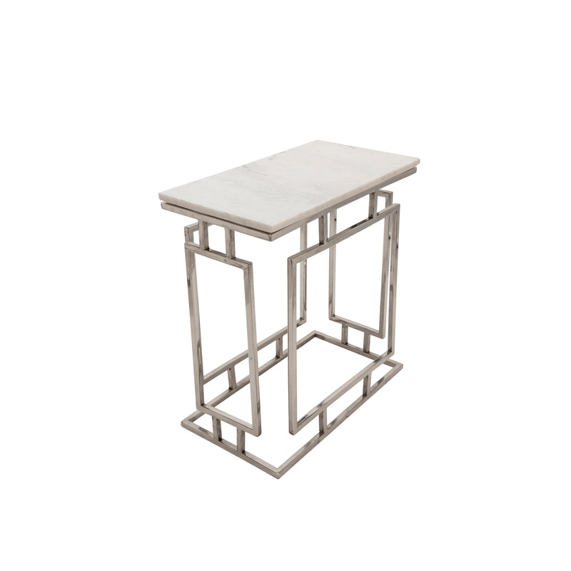 S/3 METAL/MARBLE SIDE TABLES, SILVER