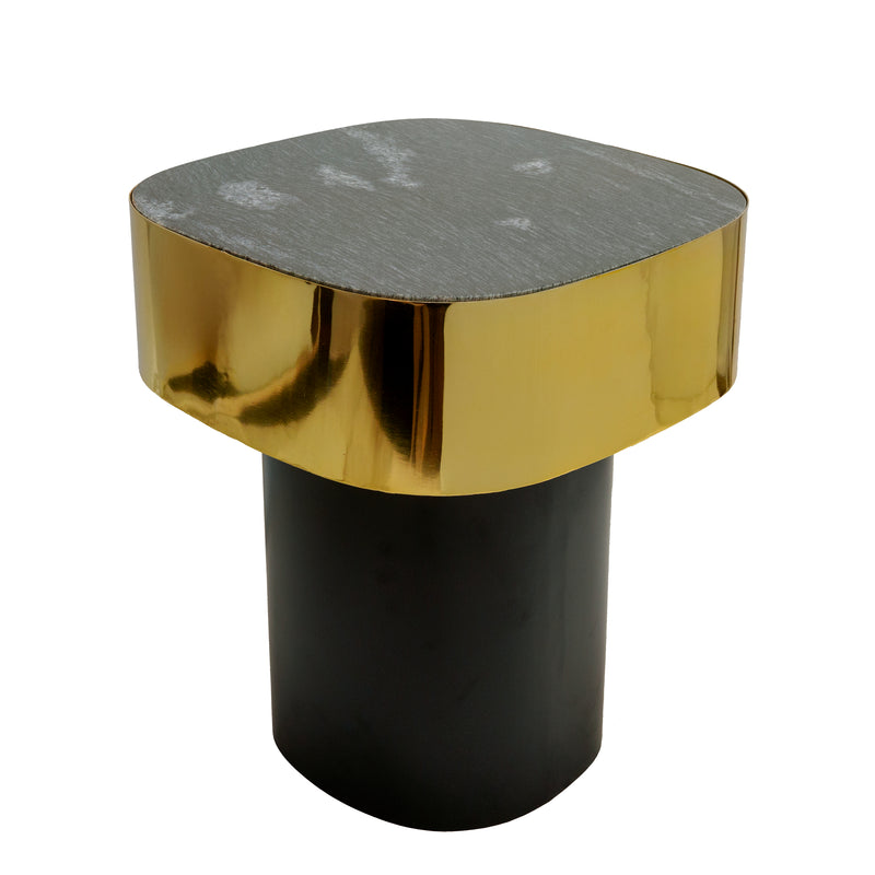 METAL SIDE TABLE W/ BLACK MARBLE, GOLD KD