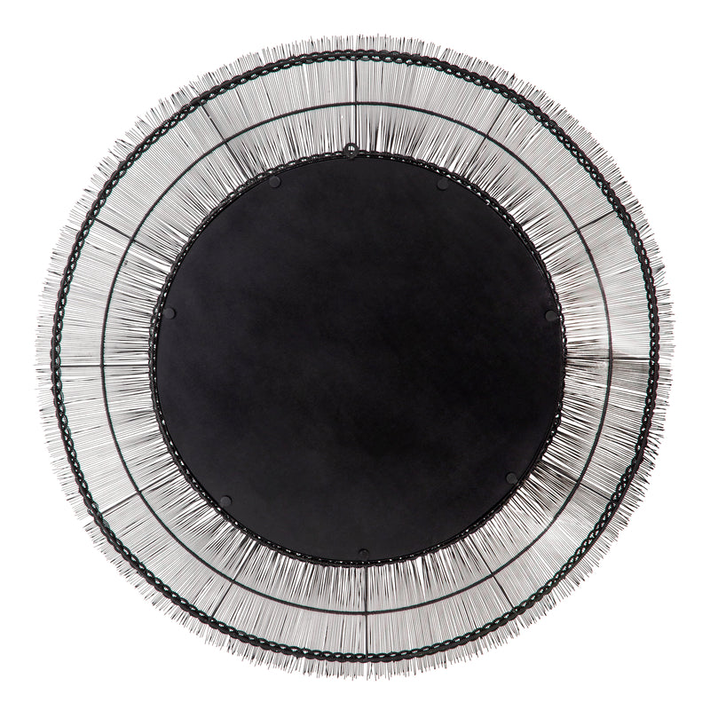 43" ROUND WIRE WALL ART W/ MIRROR, BLACK WB