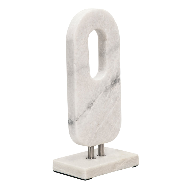 13" OVAL MARBLE SCULPTURE, WHITE | 15576-01