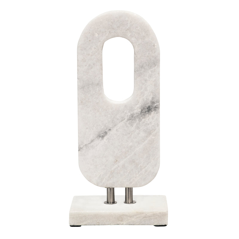 13" OVAL MARBLE SCULPTURE, WHITE | 15576-01