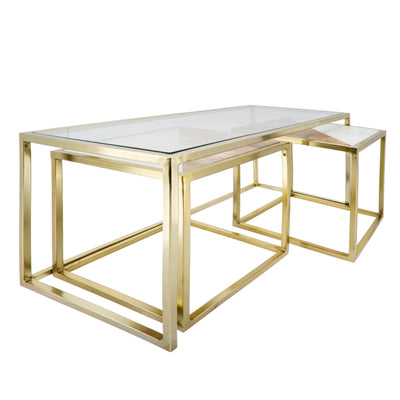 S/3 NESTING COFFEE TABLE, GOLD