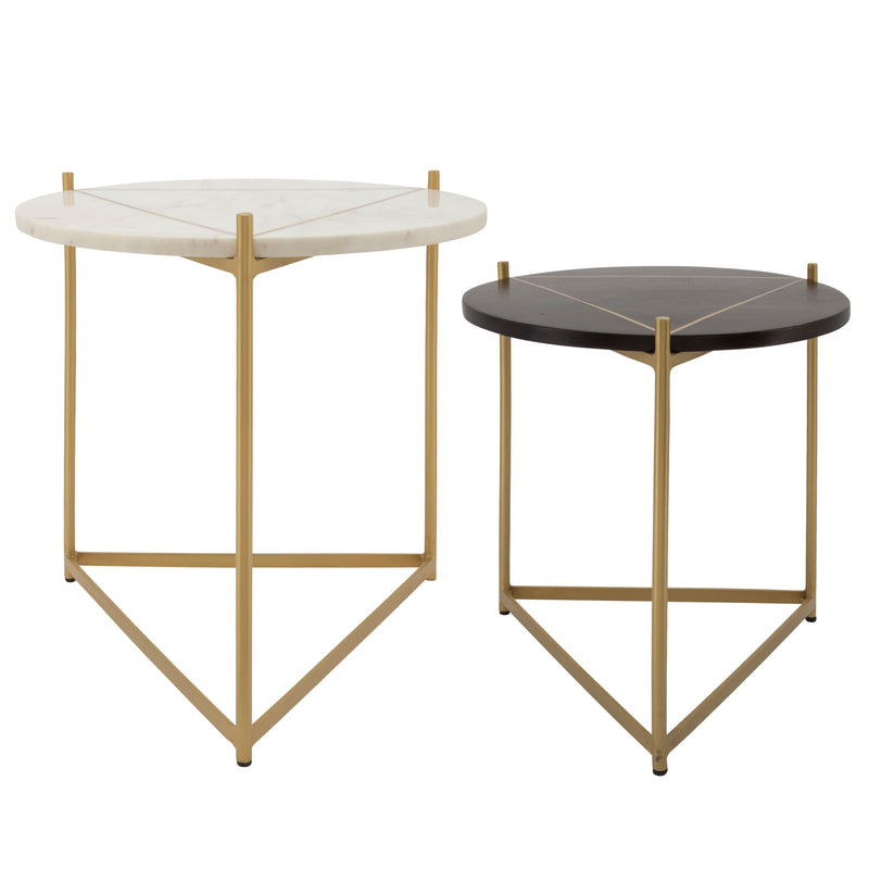 S/2 GEOMETRIC COFFEE TABLE, GOLD