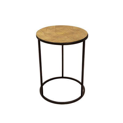 S/2 ROUND METAL SIDE TABLES, GOLD/BLACK
