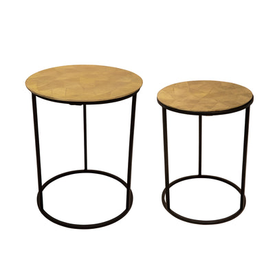 S/2 ROUND METAL SIDE TABLES, GOLD/BLACK