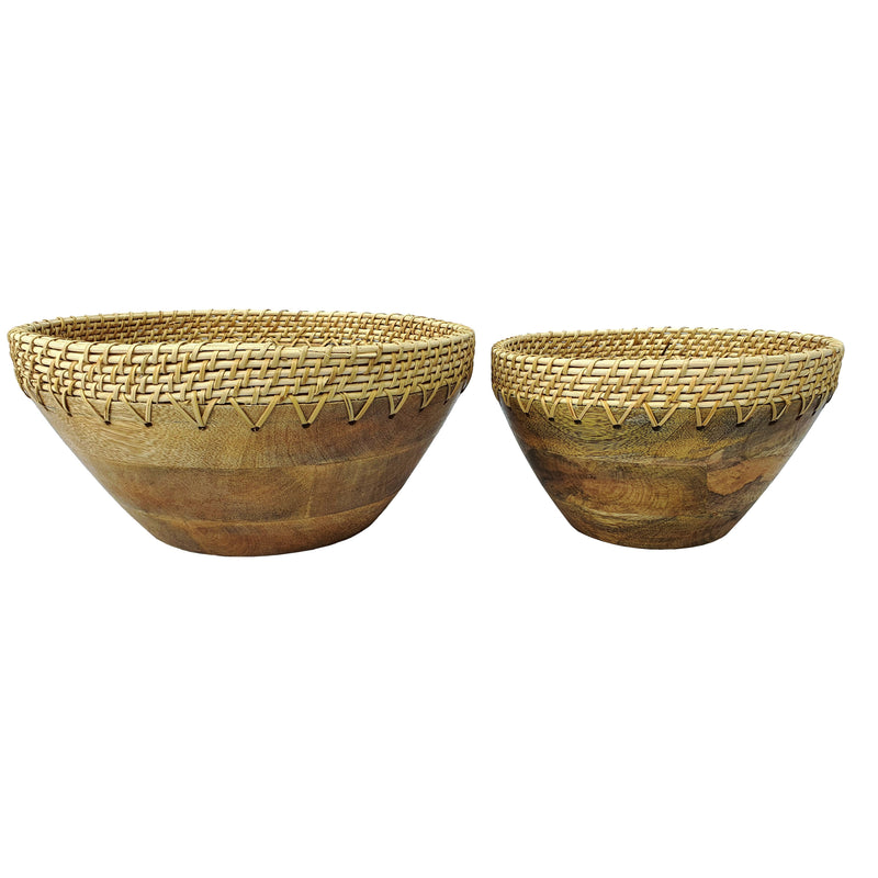 S/2 WOVEN BOWLS, BROWN