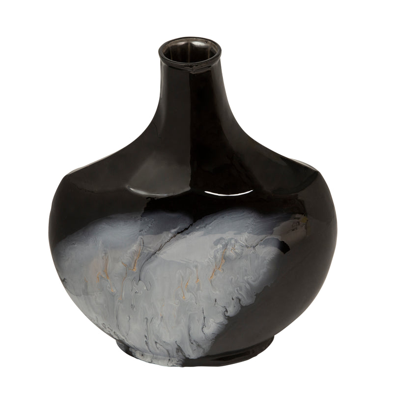 15"H GLASS VASE, BLACK