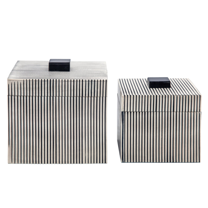 S/2 RIBBED BOXES W/ LID