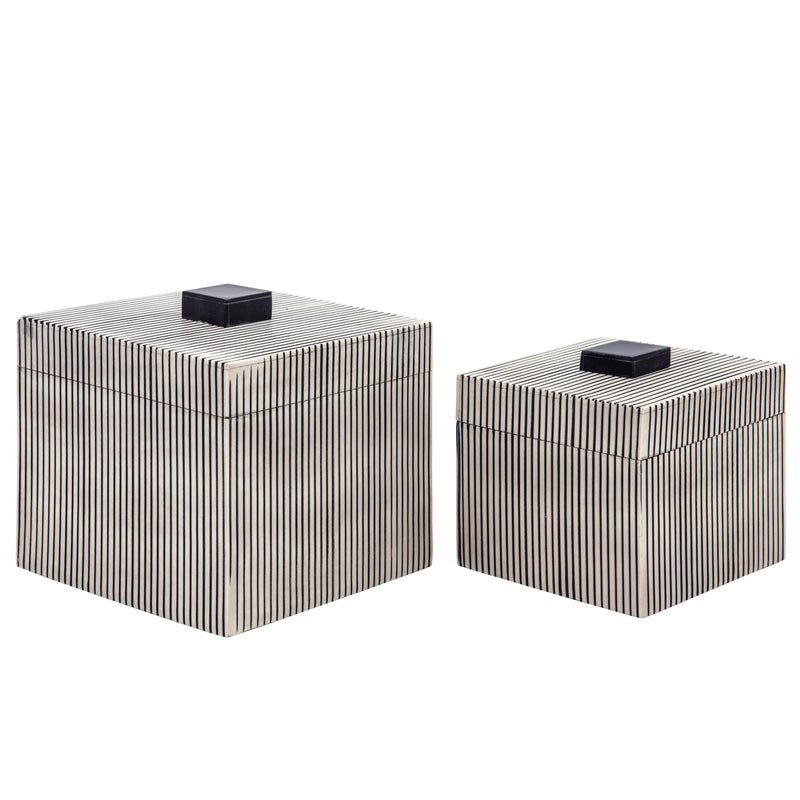 S/2 RIBBED BOXES W/ LID