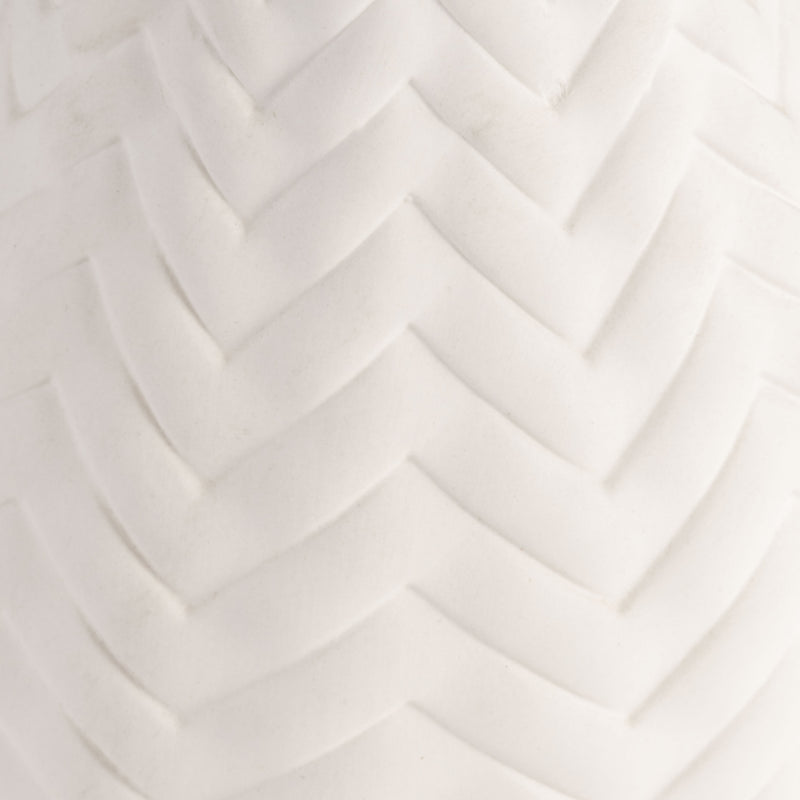 10" Chevron Vase, White