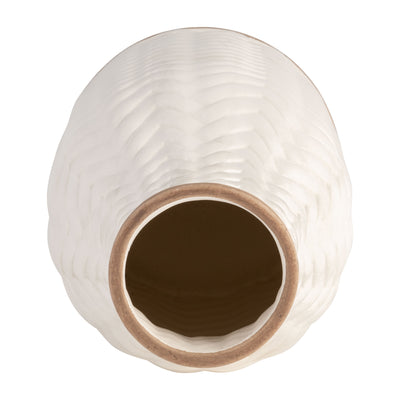 10" Chevron Vase, White