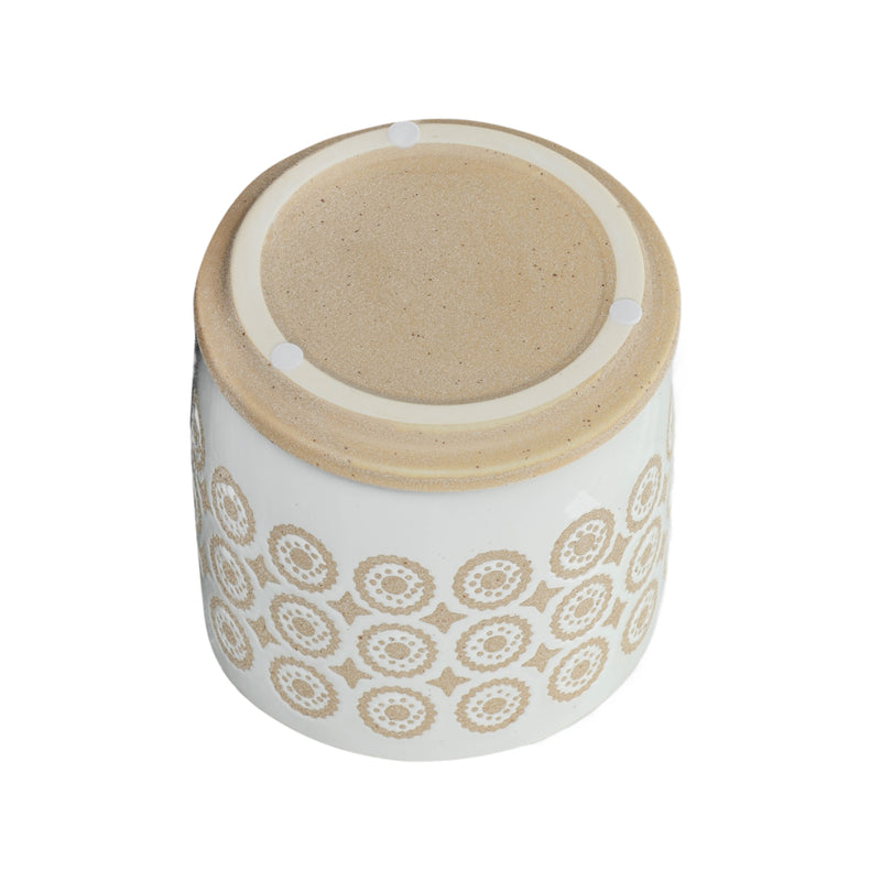 6" CIRCLES PLANTER W/ SAUCER, BEIGE