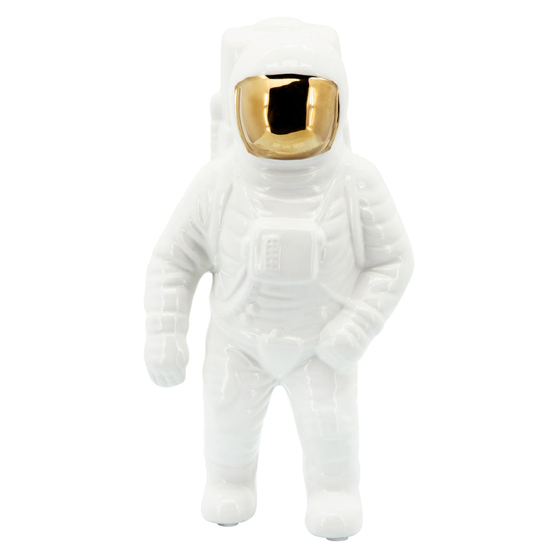 11" ASTRONAUT STATUETTE, WHITE/GOLD