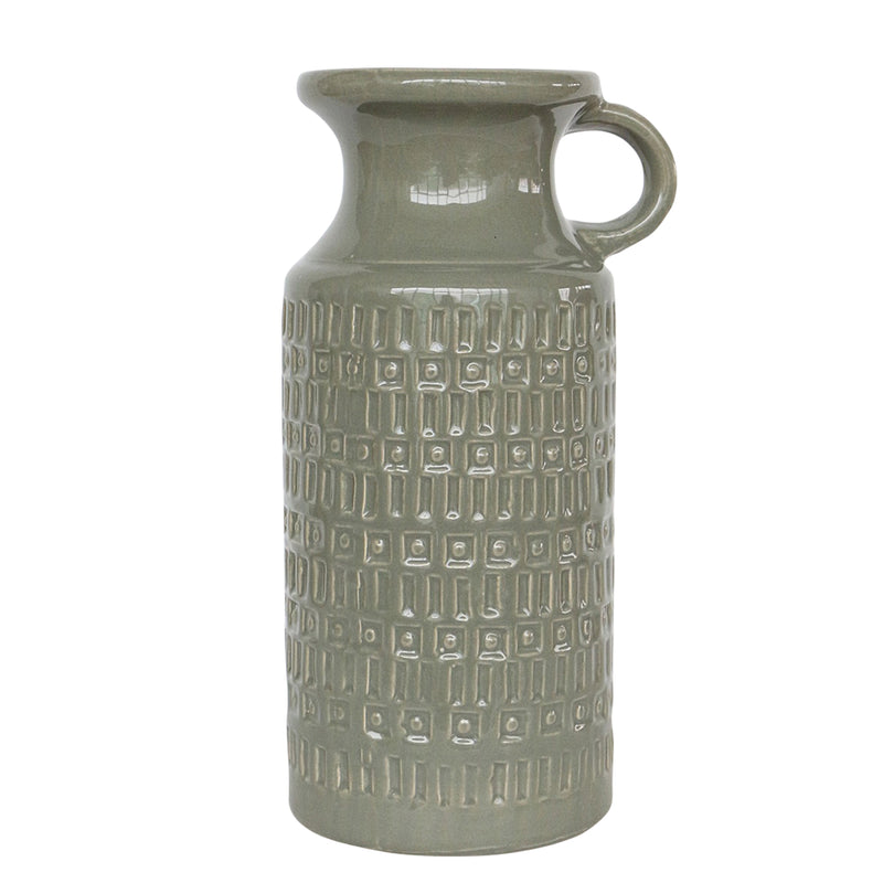 CER, 13"H PITCHER, OLIVE