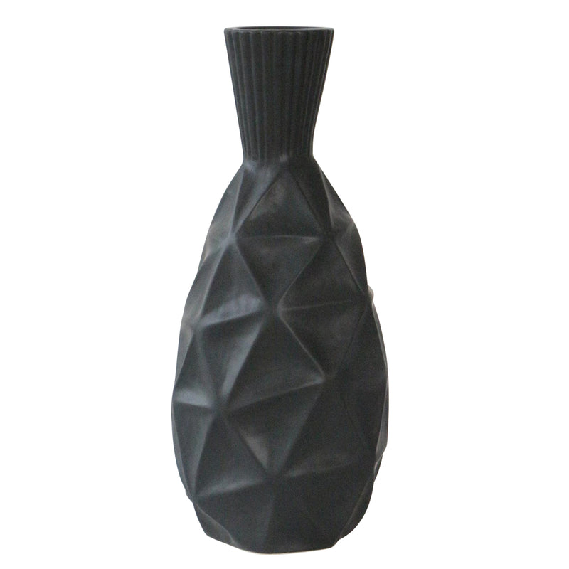 16"H TEXTURED OLPE VASE, BLACK