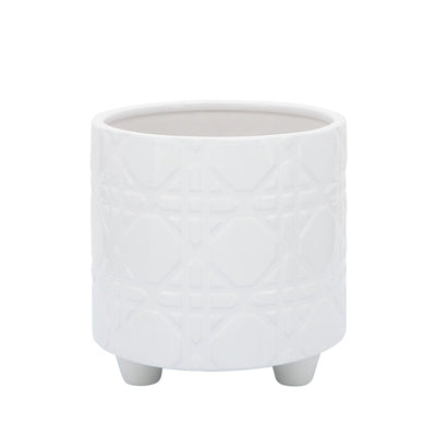 S/2 HEXAGON FOOTED PLANTERS 6/8", WHITE