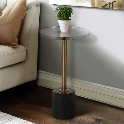 21" ELISIA ACRYLIC AND MARBLE ACCENT TABLE