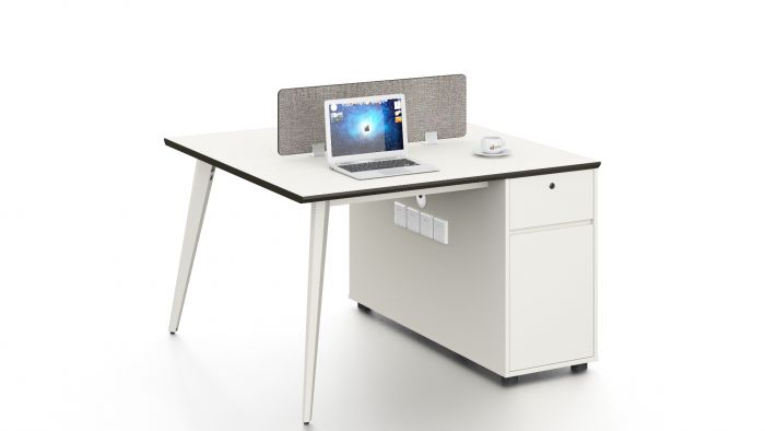 White 2-Seater Workstation