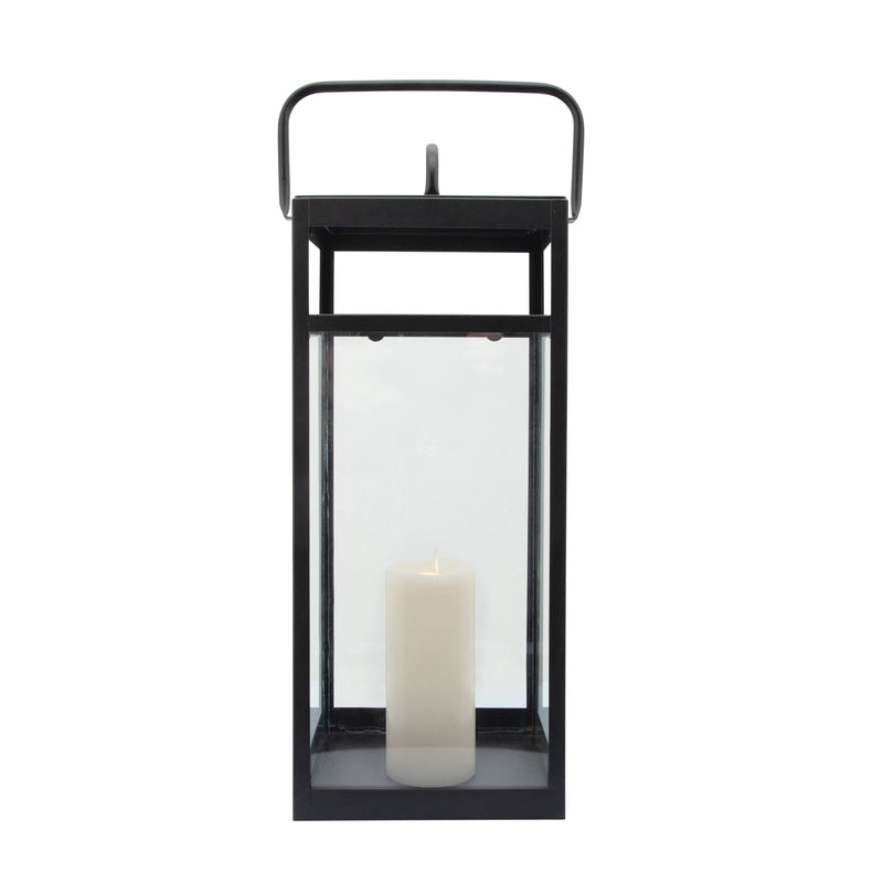 METAL 21"H RECTANGULAR LANTERN, BLACK