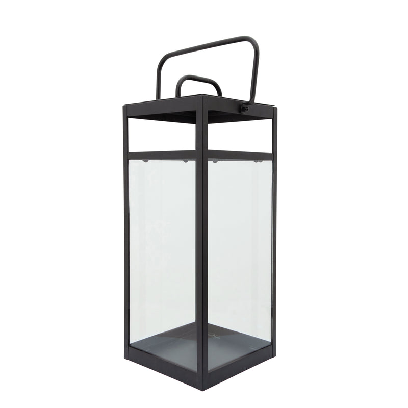 METAL 21"H RECTANGULAR LANTERN, BLACK