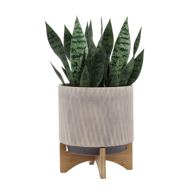 10" MESH PLANTER W/ STAND, TAN