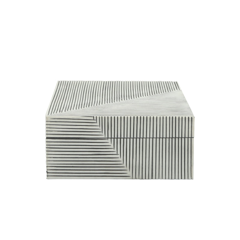 RESIN S/2 RIDGED BOXES, WHITE