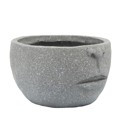 Resin 12" Half-Face Planter, Cement