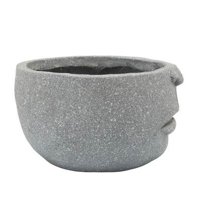 Resin 12" Half-Face Planter, Cement