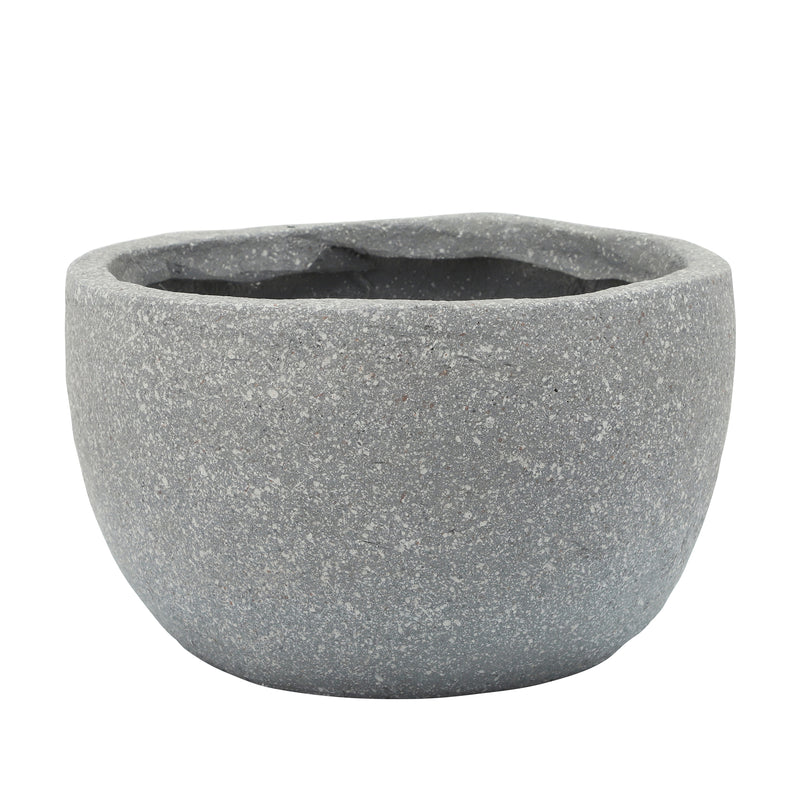 Resin 12" Half-Face Planter, Cement