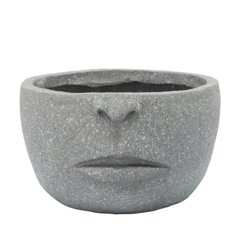 Resin 12" Half-Face Planter, Cement