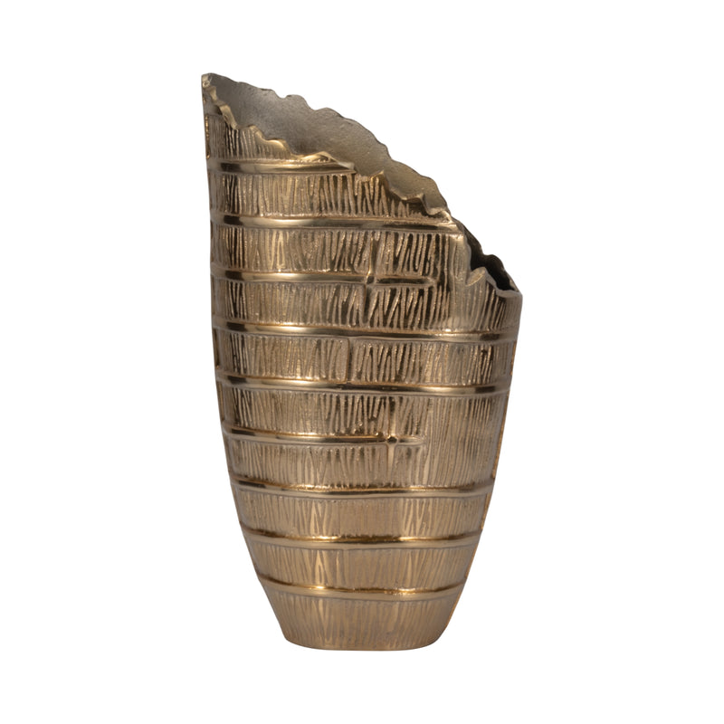 Metal, 18" Aztec Large Vase, Gold