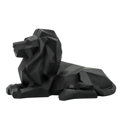 RESIN 13" LAYING LION, BLACK