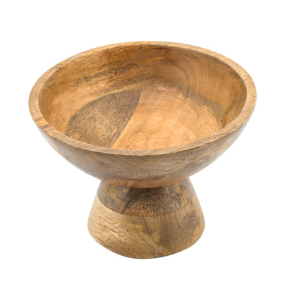 WOOD, 8" BOWL W/ STAND, BROWN
