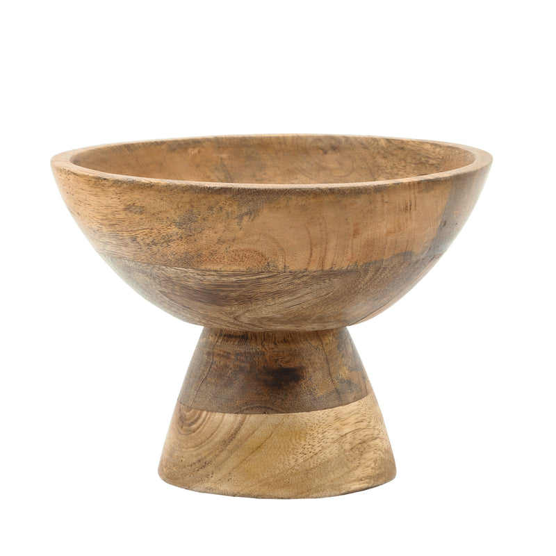 WOOD, 8" BOWL W/ STAND, BROWN