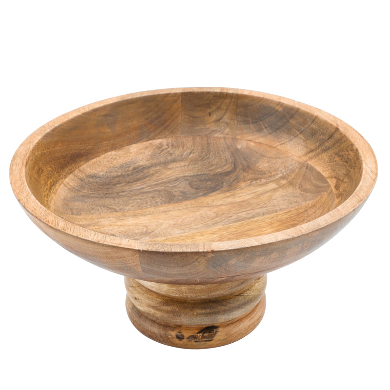 Wood, 12" Bowl W/ Stand, Brown