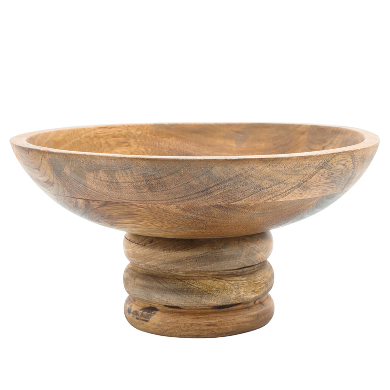 Wood, 12" Bowl W/ Stand, Brown