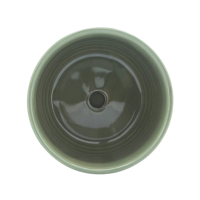 CER, 5" PLANTER W/ SAUCER, OLIVE