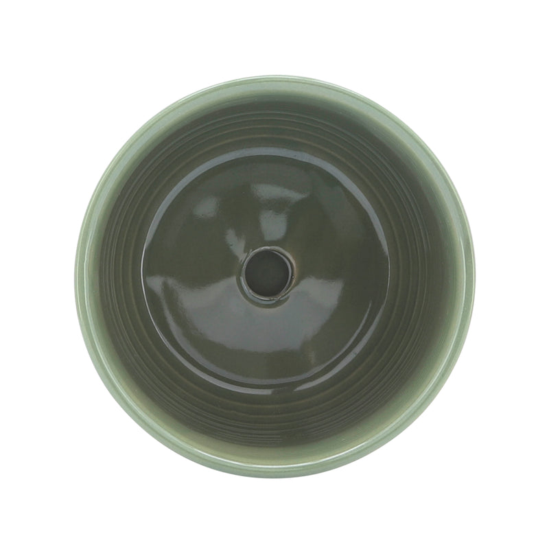 CER, 5" PLANTER W/ SAUCER, OLIVE