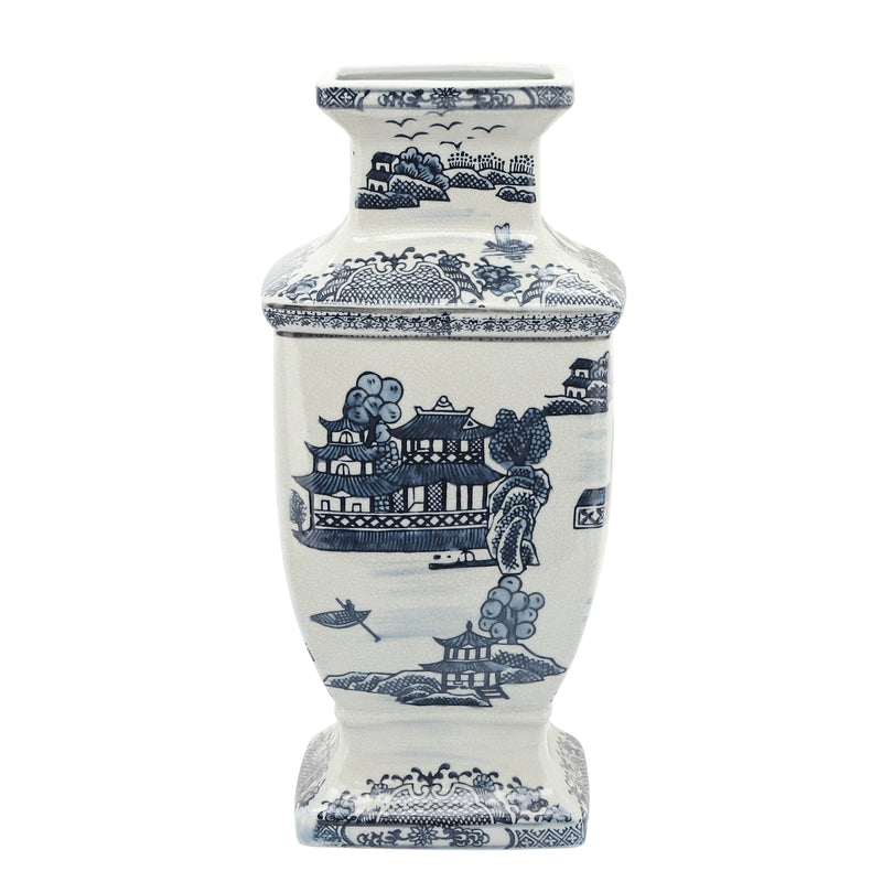 CER, 15"H ORIENTAL VASE, BLUE