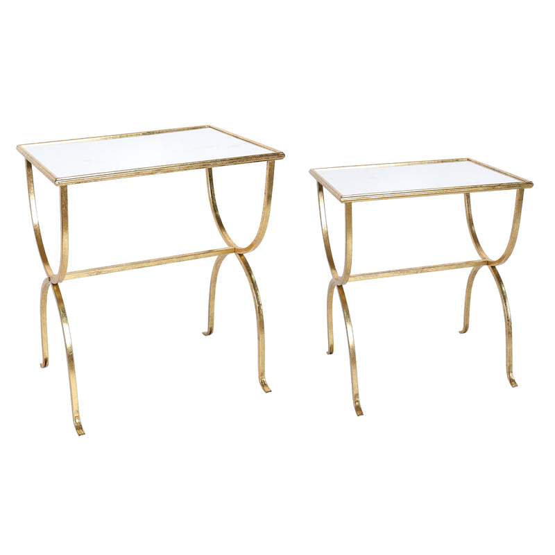 METAL/GLASS, S/2, NESTING TABLES W/ TWIST LEGS, GO