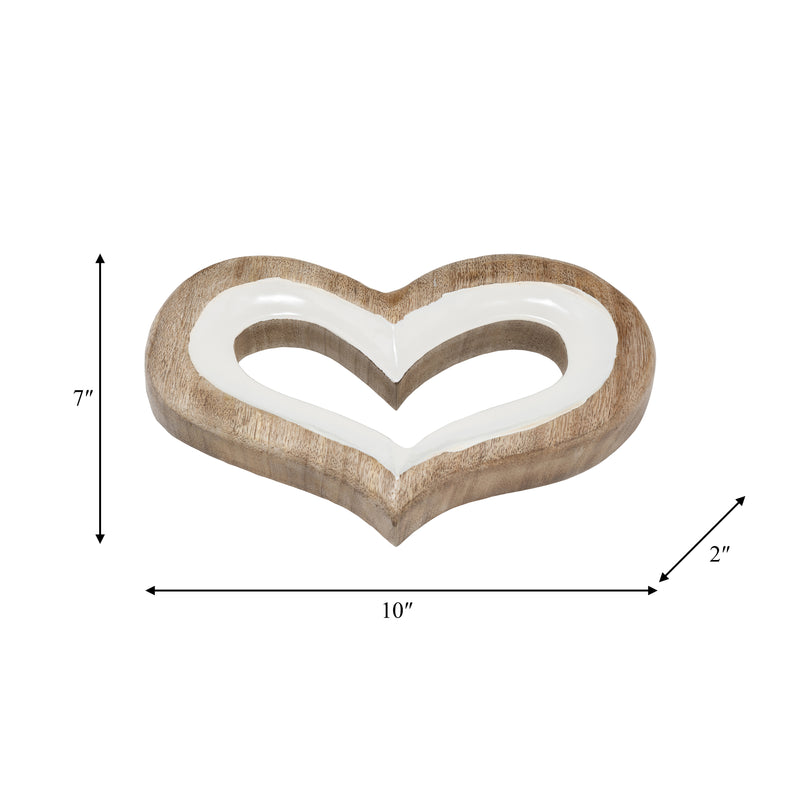 WOOD, 10" HEART DECO, WHITE