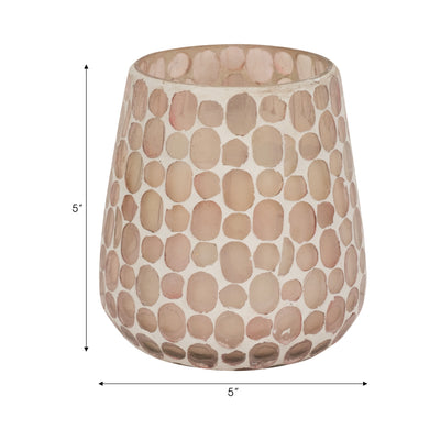 Glass, 5" 18 Oz Mosaic Scented Candle, Soft Pink