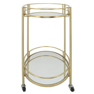 Metal 32"H 2-Layered Oval Bar Cart, Gold