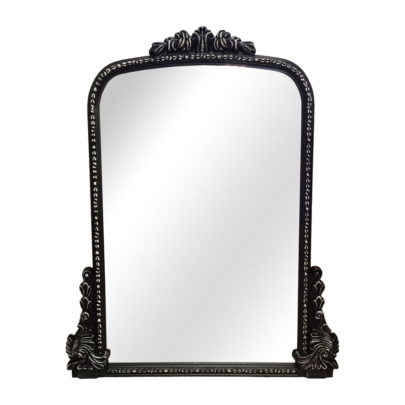 WOOD, 60", MIRROR WITH ANTIQUE FRAME, BLACK