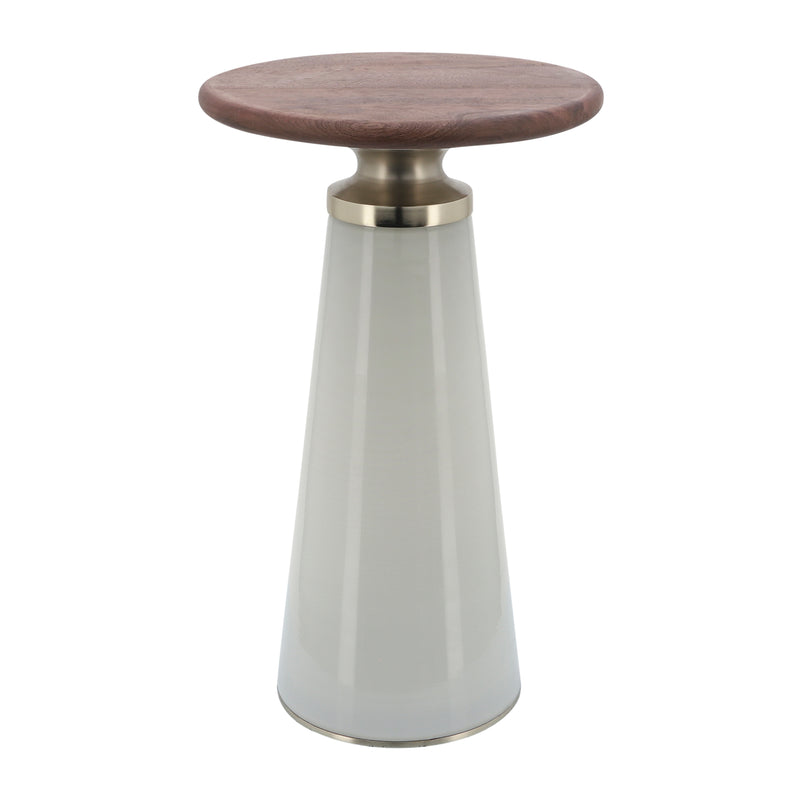 WOODEN TOP, 21"H NEBULAR SIDE TABLE, CREAM