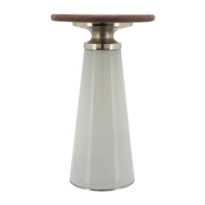 WOODEN TOP, 21"H NEBULAR SIDE TABLE, CREAM